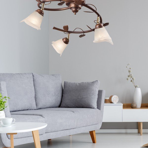 Тъмнокафява лампа за таван със стъклен абажур ø 13 cm Bluszcz - LAMKUR-image-3