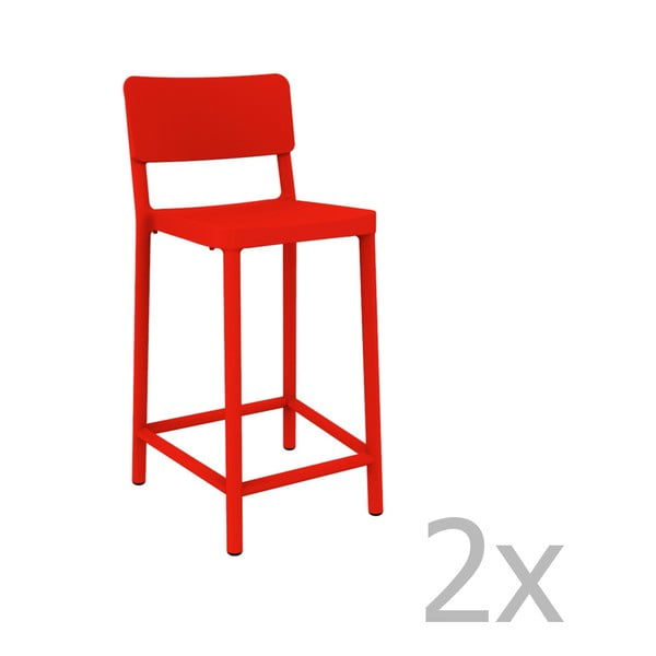 Комплект от 2 червени бар столове, подходящи за открито Lisboa Simple, височина 92,2 cm - Resol