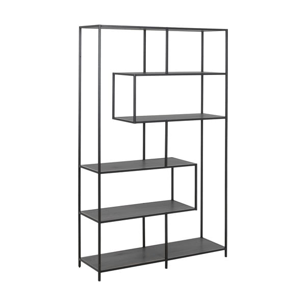 Черна етажерка за книги в декор от ясен 114x185 cm Seaford - Actona-image-2