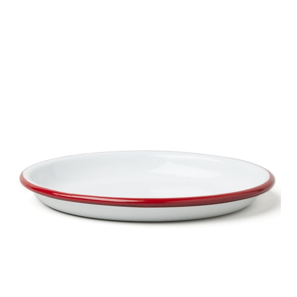 Velký servírovací smaltovaný talíř s červeným okrajem Falcon Enamelware, ø 14 cm