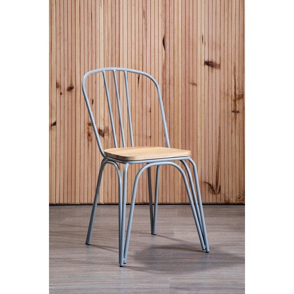 Сив/в естествен цвят трапезен стол от масивен бряст District – Premier Housewares-image-4