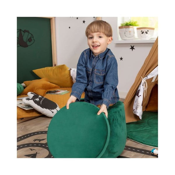 Черен кадифен детски пуф Posh Velvet – Yellow Tipi-image-2