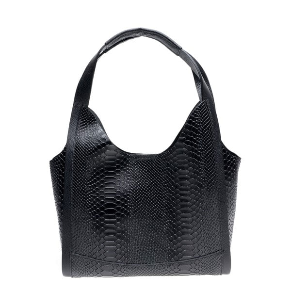 Черна кожена чанта Sierra - Mangotti Bags