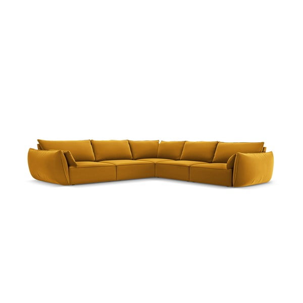Кадифен ъглов диван в цвят горчица Vanda – Mazzini Sofas-image-2