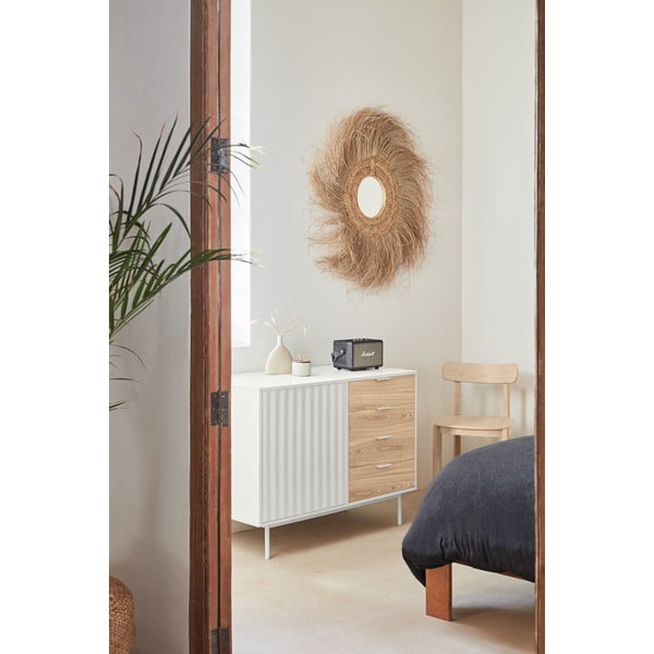 Бял/естествен нисък скрин от декор от дъб  108x80 cm Sierra – Teulat-image-1