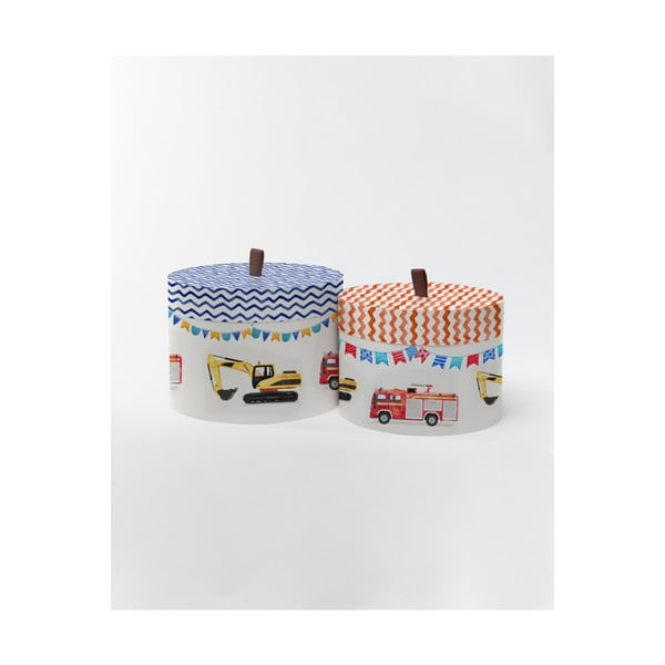 Комплект от 2 декоративни кръгли кутии Транспорт - Little Nice Things