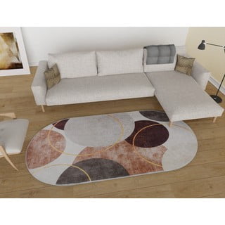 Миещ се килим в кремаво-кафяво 120x180 cm Oval - Vitaus
