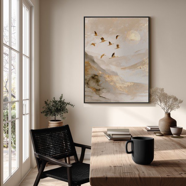 Печатна картина с включена рамка 60x80 cm Golden Peaks II – Styler-image-1