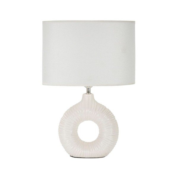 Бяла керамична настолна лампа с текстилен абажур (височина 43 cm) Seta – Mauro Ferretti