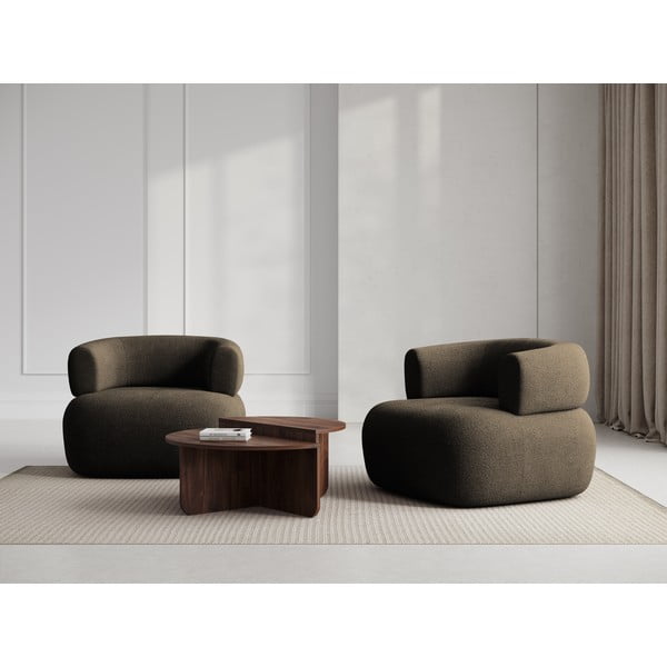 Кафяво кресло от букле Jenny – Micadoni Home-image-3