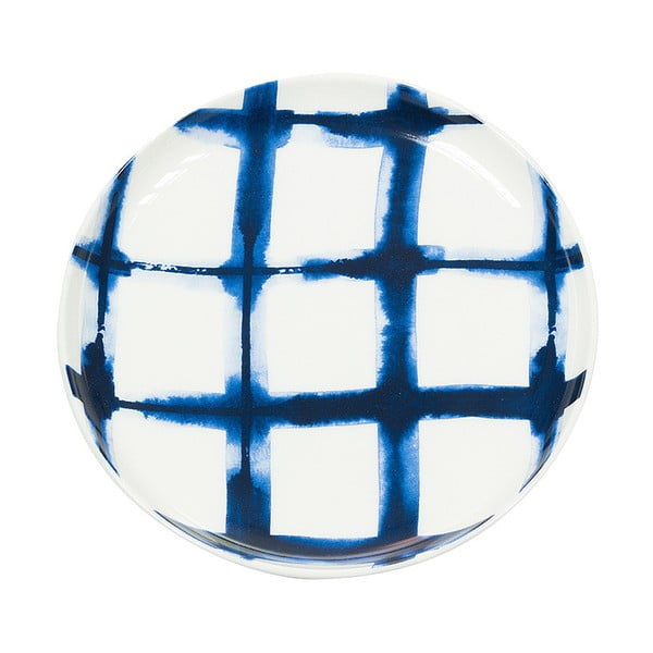 Modrobílý porcelánový talířek Santiago Pons Grid, ⌀ 21 cm 