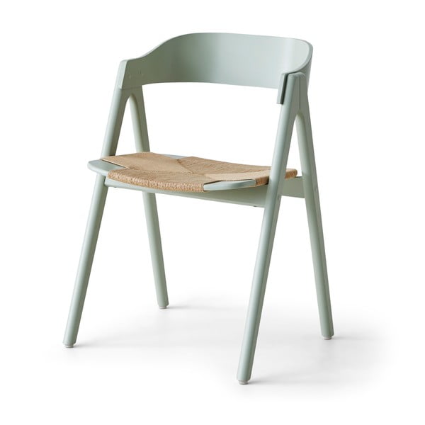 Светлозелен трапезен стол от букова дървесина с ратанова седалка Findahl от Hammel Mette - Hammel Furniture