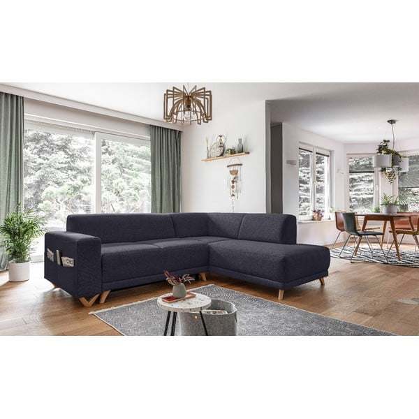 Антрацитен разтегателен/с място за съхранение ъглов диван (десен ъгъл/L форма) Classy Sophie – Miuform-image-3