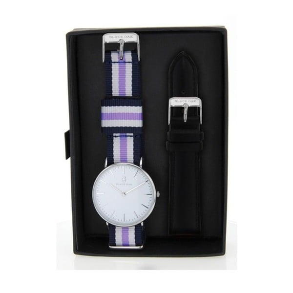Set pánských hodinek Black Oak Stripe Violet s vyměnitelnými řemínky