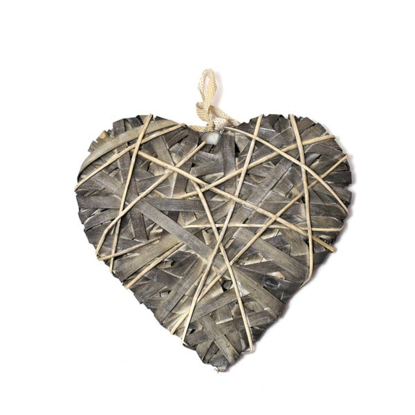 Сива декорация за окачване във формата на сърце, дължина 40 cm - Ego Dekor