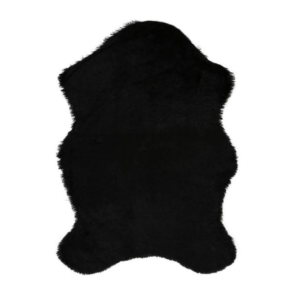 Черен килим от изкуствена кожа Pelus Black, 150 x 200 cm - Unknown