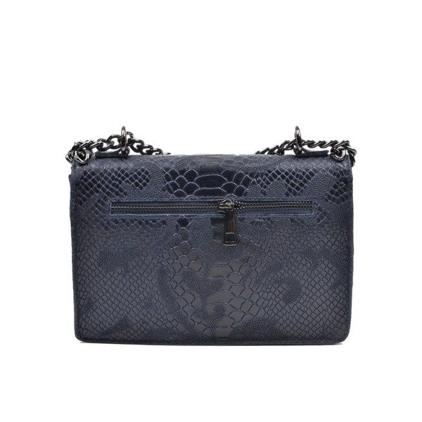Тъмносиня кожена чанта Mangotti Sadia - Mangotti Bags-image-3