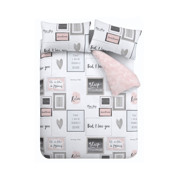 Бяло-розово двойно удължено спално бельо 230x220 cm Sleep Dreams – Catherine Lansfield