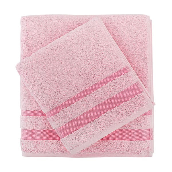 Sada růžového ručníku a osušky Serit