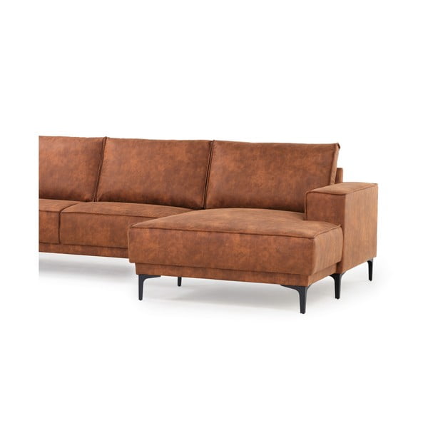 Кафяв ъглов диван от изкуствена кожа (десен ъгъл) Copenhagen - Scandic-image-4