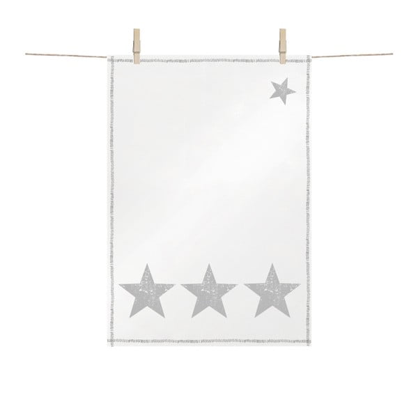Памучна кухненска кърпа с коледни мотиви в сребристо Star Fashion Silver, 48 x 68 cm - PPD