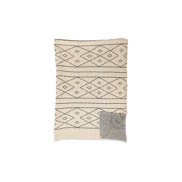 Бежово и черно памучно одеяло Diamond, 180 x 125 cm Kosumi - Nkuku