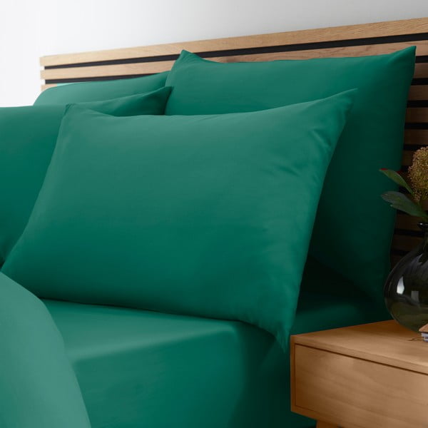 Тъмнозелен еластичен чаршаф от микрофибър 185x200 cm So Soft Easy Iron – Catherine Lansfield-image-1