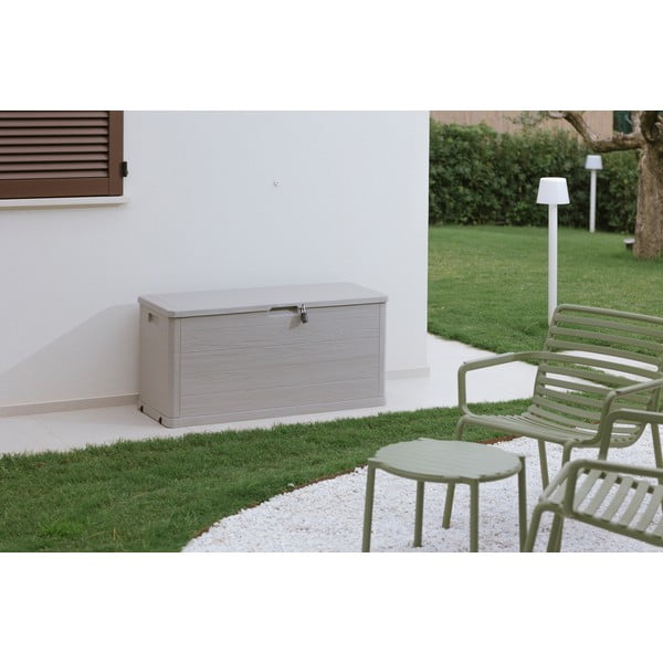 Светлосива пластмасова градинска кутия за съхранение Woodys – Toomax-image-1