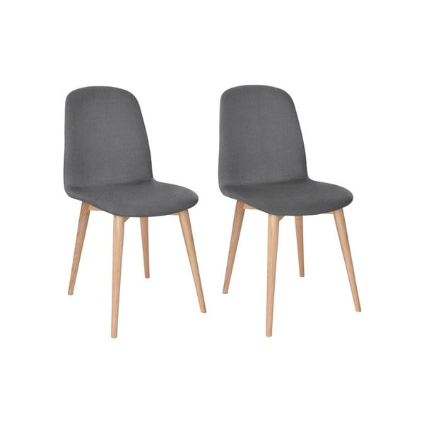 Комплект от 2 сиви трапезни стола с масивни дъбови крака WOOD AND VISION Basic - Wood and Vision