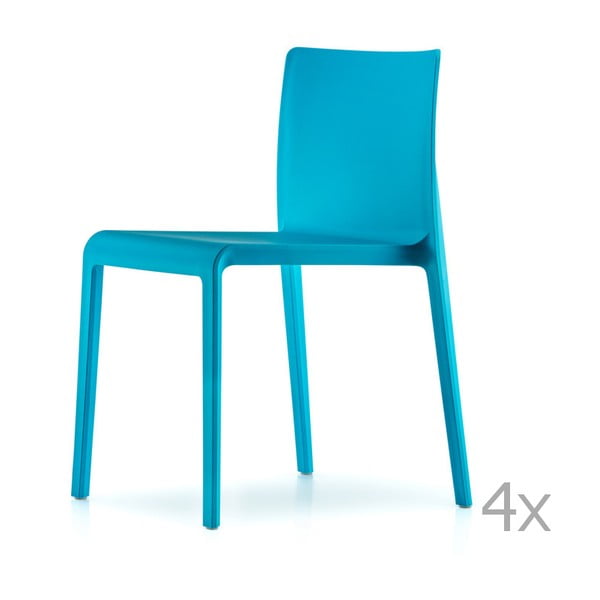 Sada 4 modrých jídelních židlí Pedrali Volt