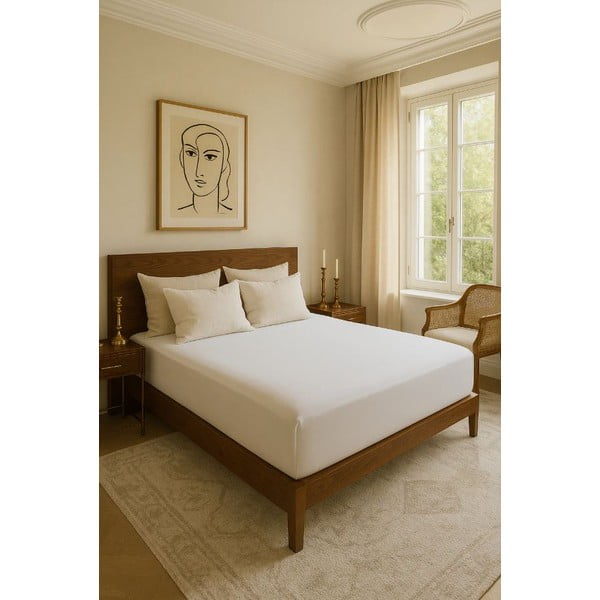 Бял еластичен чаршаф от памук Renforcé 200x140 cm Ranforce – Mila Home Luxury-image-1