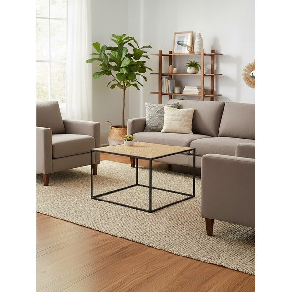 Ратанова масичка за кафе в естествен цвят 60x60 cm Depok – Premier Housewares-image-4