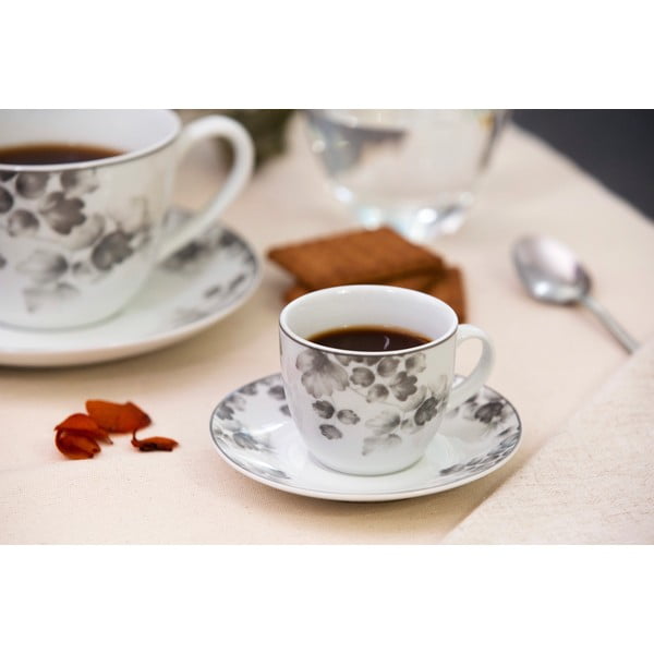 Бяло-светлосиви порцеланови чаши в комплект от 6 бр. Foliage gray – Villa Altachiara-image-1