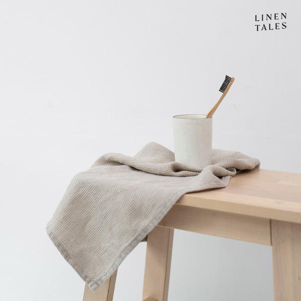 Ленена вафлена кърпа в естествен цвят 100x140 cm Natural Fine Waffle - Linen Tales-image-1