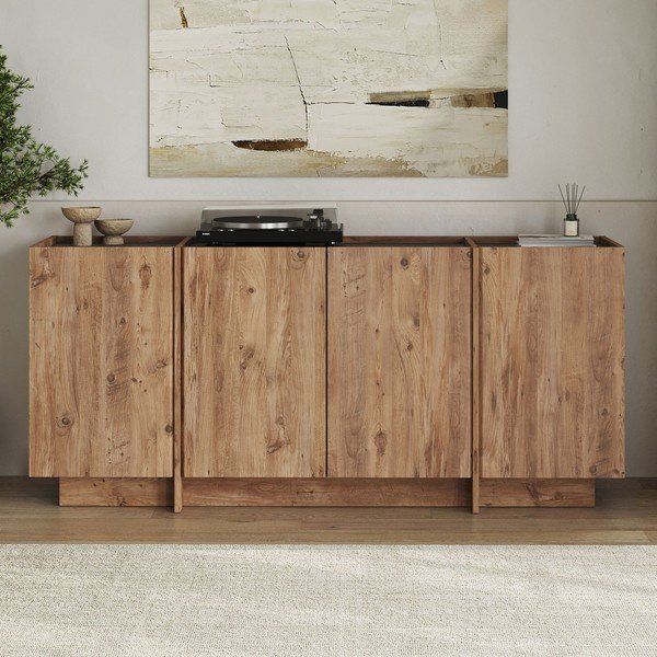 Скрин от декор от бор с отвор за кабели в естествен цвят 180x80x45 cm Dorma – Kalune Design-image-1