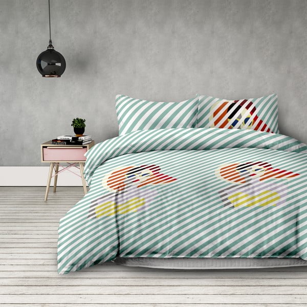 Чаршаф на райета от микрофибър за единично легло Retro Girl, 135 x 200 cm + 50 x 75 cm - AmeliaHome