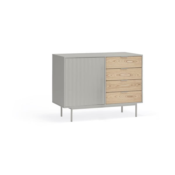 Сив/естествен нисък скрин от декор от дъб  108x80 cm Sierra – Teulat-image-3