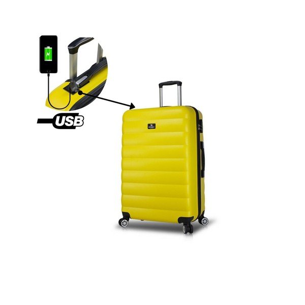 Жълт пътнически куфар на колелца с USB порт My Valice COLORS RESSNO Голям куфар - Myvalice-image-2