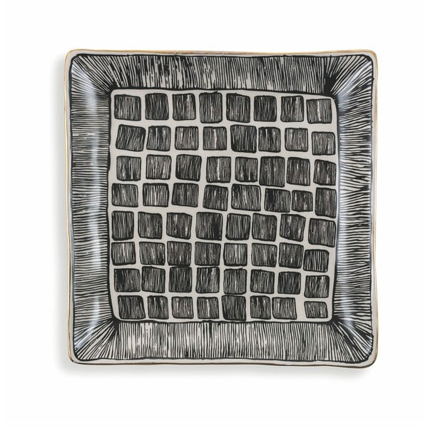 Черна квадратна керамична чиния Villa d'Este Masai, дължина 18 cm - Villa d'Este