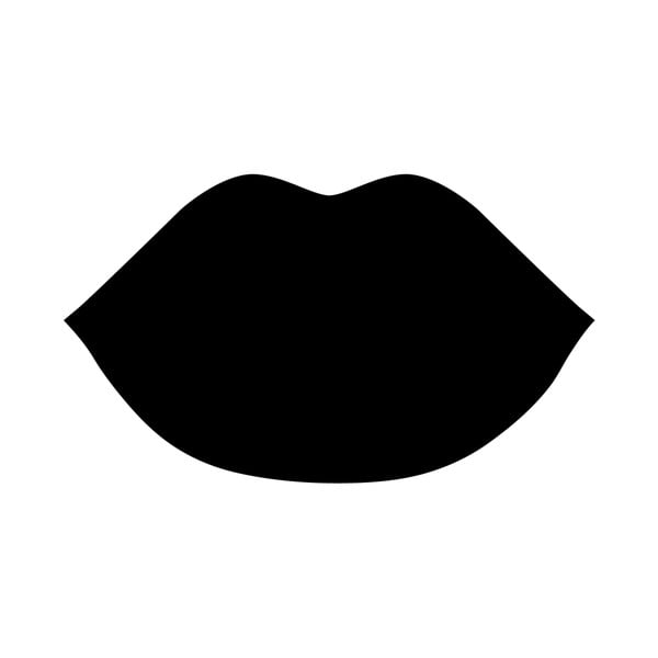 Черен стикер за стена Lips, 50 x 30 cm - LineArtistica