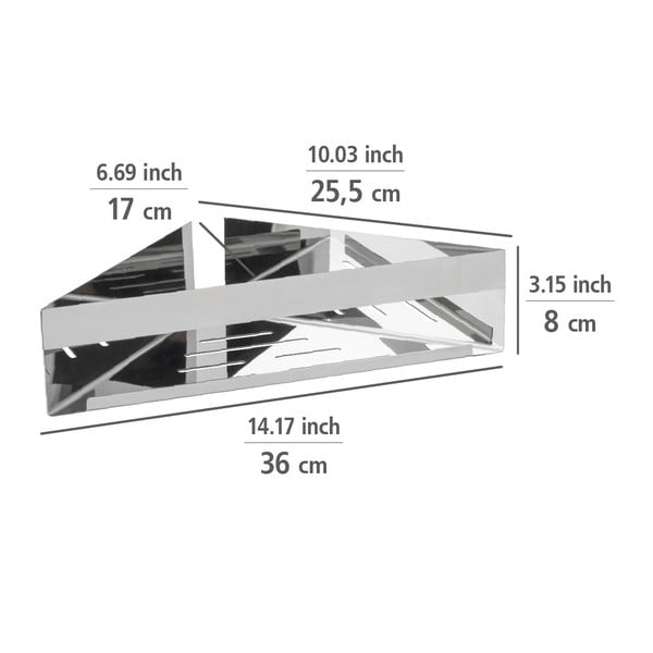 Ъглов самозалепващ рафт за баня от неръждаема стомана в лъскаво сребристо Genova – Wenko-image-3