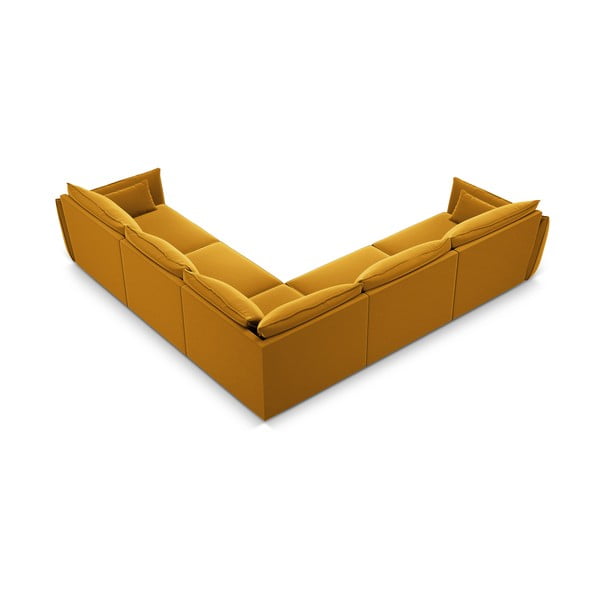 Кадифен ъглов диван в цвят горчица Vanda – Mazzini Sofas-image-3