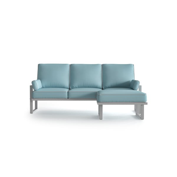 Светлосин ъглов диван с подвижна подложка за крака и бяла рамка - Marie Claire Home