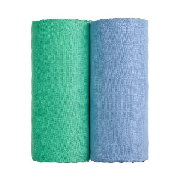 Комплект от 2 памучни кърпи за баня в зелено и синьо , 90 x 100 cm Tetra - T-TOMI