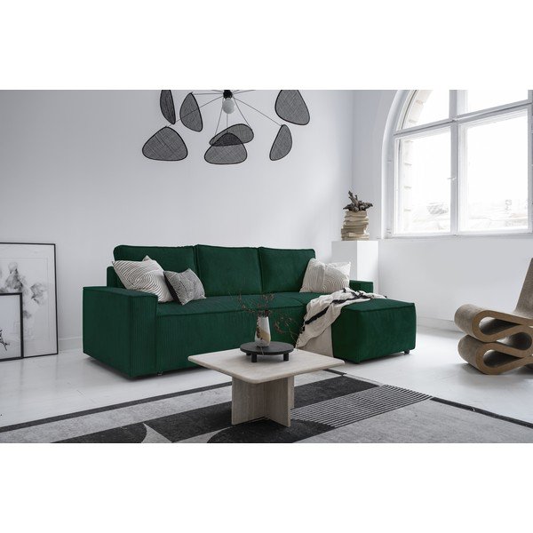 Тъмнозелен разтегателен ъглов диван от рипсено кадифе (променлив) Brave Dave – Miuform-image-2