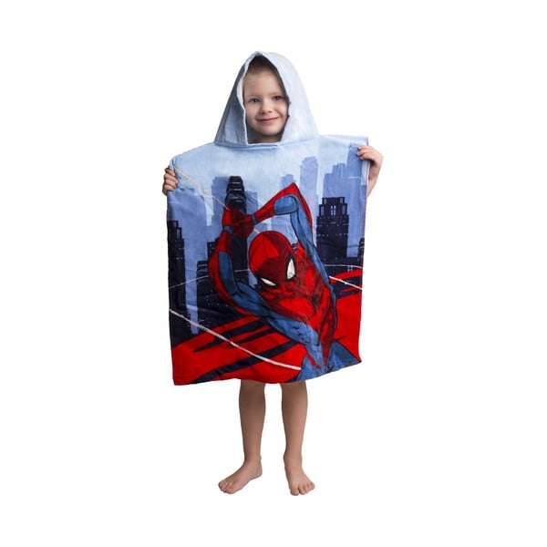 Синьо и червено детско пончо от хавлиена материя Spider-Man - Jerry Fabrics-image-1