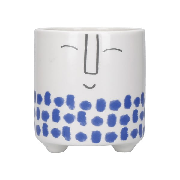 Бяло-синя керамична саксия Happy Face - Kitchen Craft