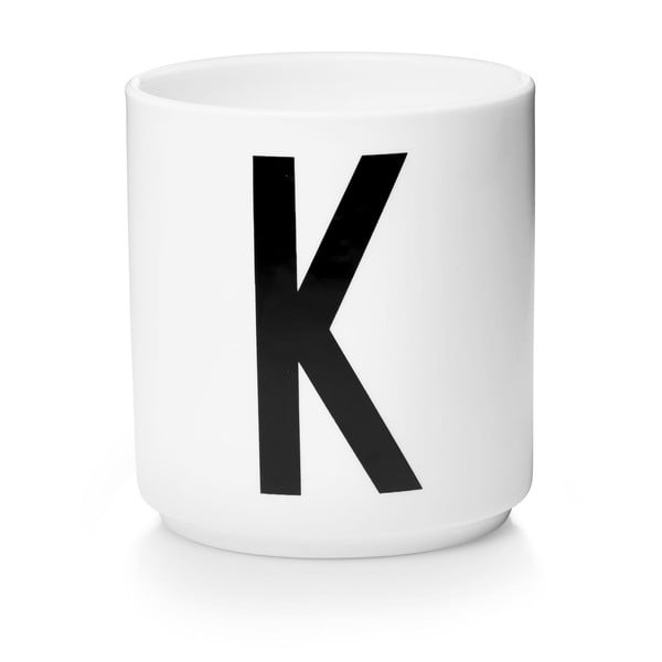Бяла порцеланова чаша Personal K A-Z - Design Letters