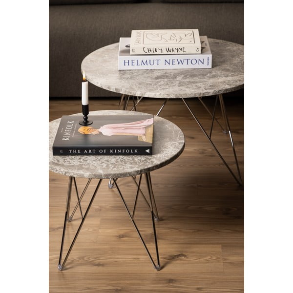 Сива мраморна кръгла масичка за кафе ø 80 cm Prunus – Actona-image-1