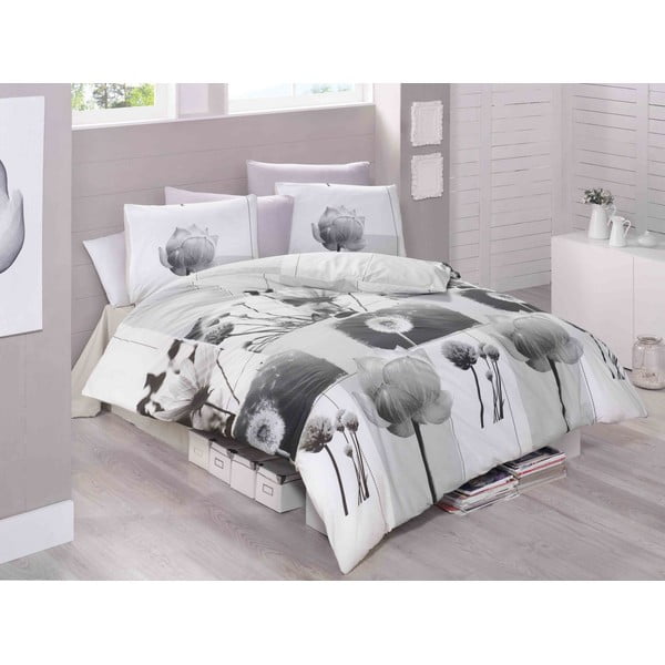 Черно-бяло памучно спално бельо за единично легло 140x200 cm Florence - Mijolnir